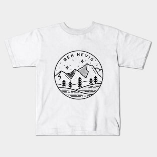 Ben Nevis, Scotland Landscape Emblem - White Kids T-Shirt